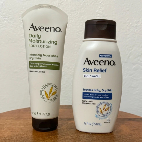 Aveeno Skincare Pack- Daily Moisturizing Lotion 8oz, Skin Relief Body Wash 12 oz - Picture 2 of 9